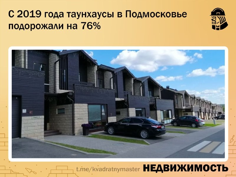 ✅ С 2019 года таунхаусы в Подмосковье подорожали на 76%.