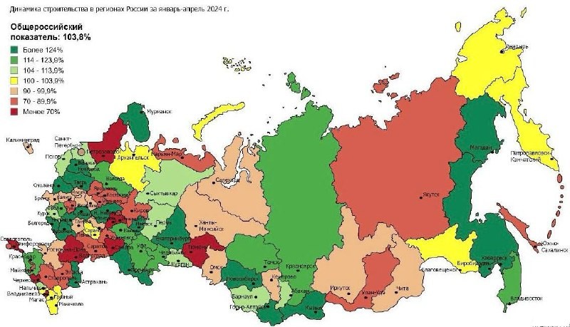 📰  Российское строительство продолжает расти, но темпы в текущем году ниже, чем в 2022 и 2023 гг.