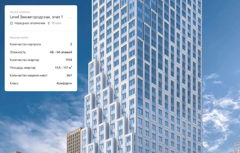 🏗 Стартовали продажи Level Звенигородская от Level Group, комфорт+ в районе Большого Сити.