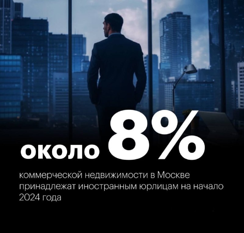 Около 8% коммерческой недвижимости в Москве, или около 10 млн кв. м, на начало 2024 года принадлежат иностранным юрлицам.