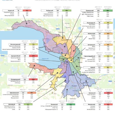 Карта новостроек Петербурга.