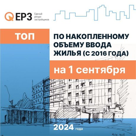 👨‍💼 ТОП по накопленному объему ввода жилья с 2016 года от портала ЕРЗ.