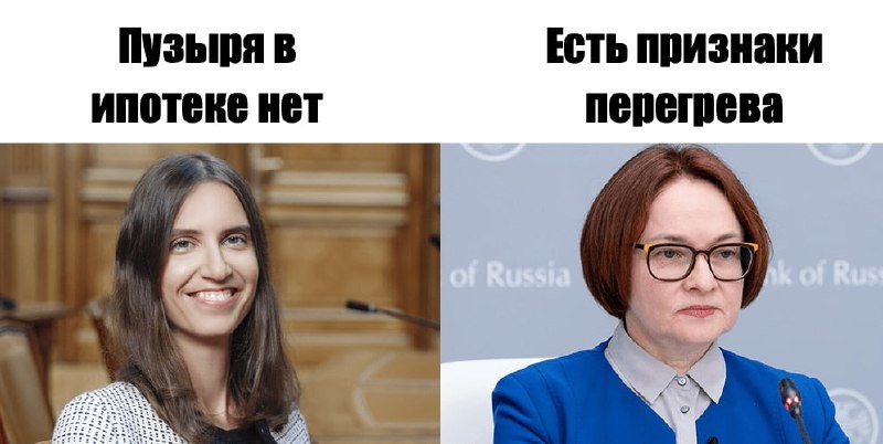 Представители Банка России противоречат сами себе: Елизавета Данилова не видит ипотечного пузыря, а Эльвира Набиуллина видит.